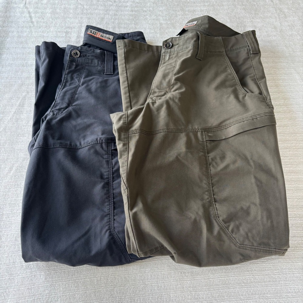Lot of 2 5.11 Tactical Apex Pants 34x32 Storm Grey Tundra Green 74434 Flex-Tac
